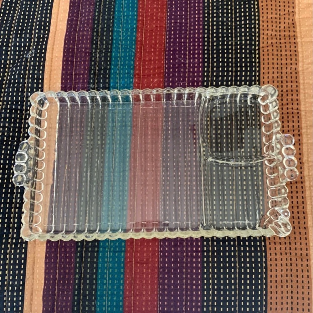 Hazel-Atlas glass tray plus glass mug